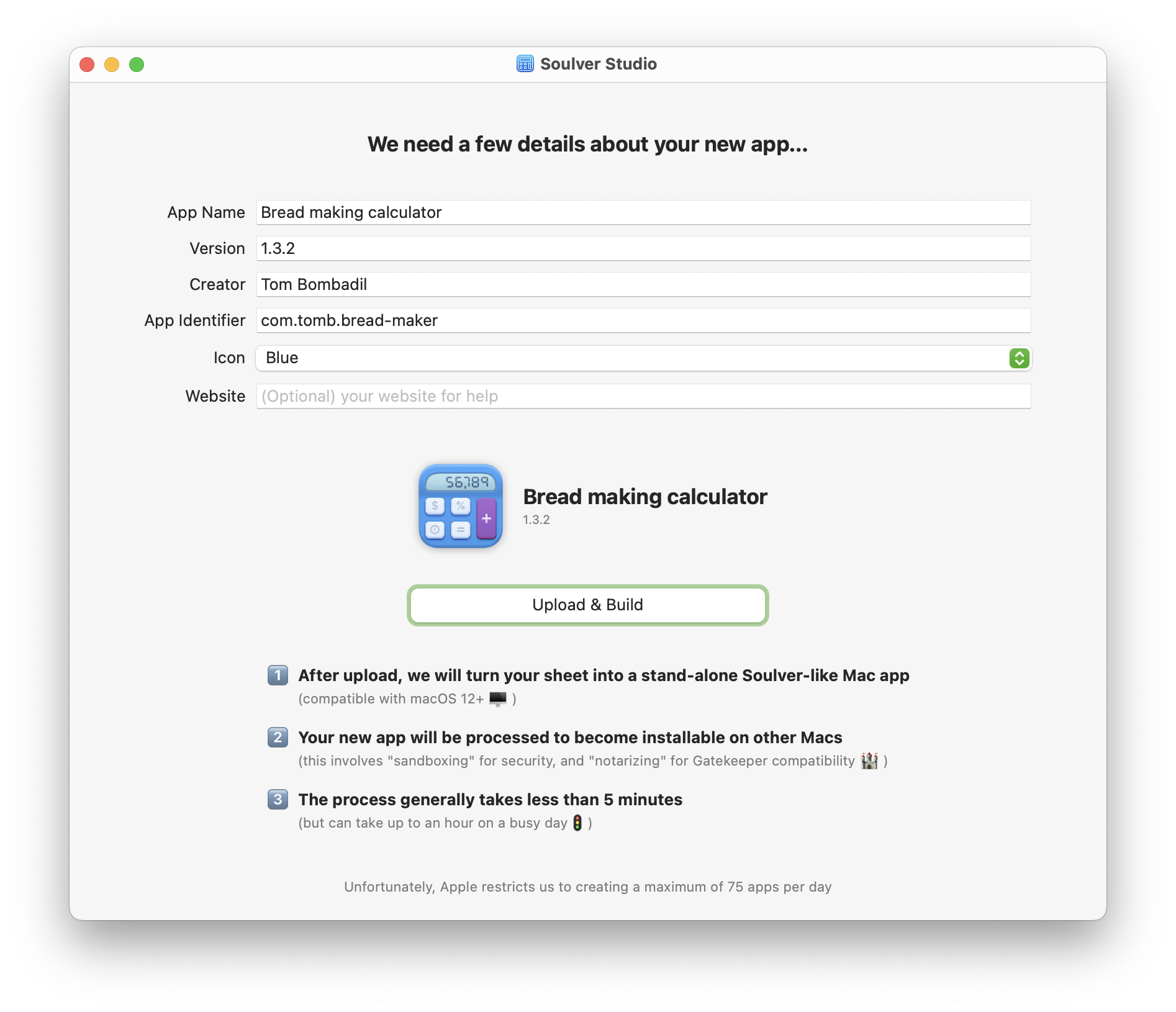 Schermata di configurazione di Soulver Studio